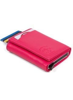 Adelina Bags Fuchsia Nova Leather Mechanism Automatic Slide Card Holder Wallet  - Image 5