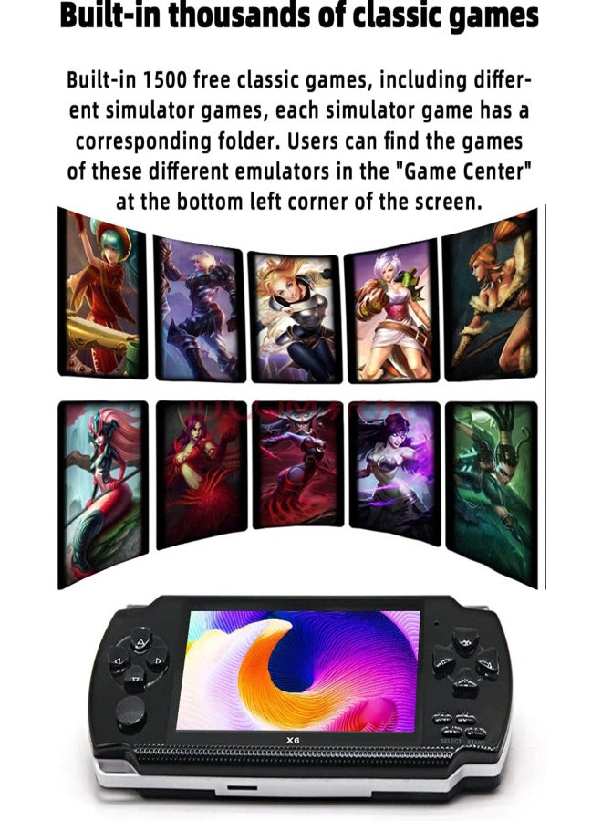 4.3 inch 8GB Handheld Game Console Built in 1500 Games for Multiple simulators x6 Retro Video Game Console mp3/mp4/Ebook TV Out Portable Game Player Device - Image 5