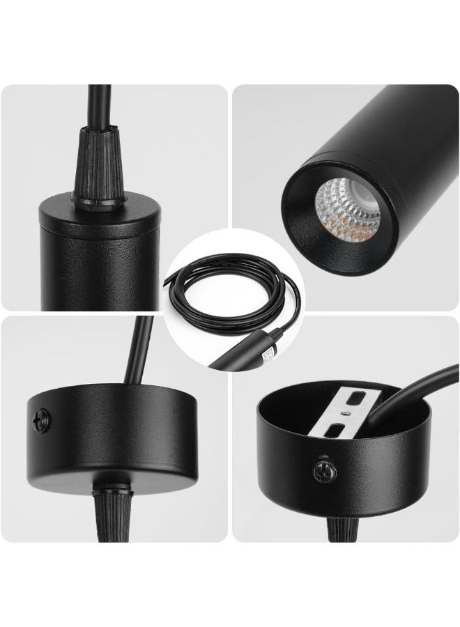 تاسفورا مصباح معلق أسطواني LED COB عصري | ثريا أنبوب طويلة بتقنية COB | إضاءة سقف معلقة أسطوانية | ثريا أسود بتصميم أسطواني | إضاءة جانبية لغرفة النوم - Image 3