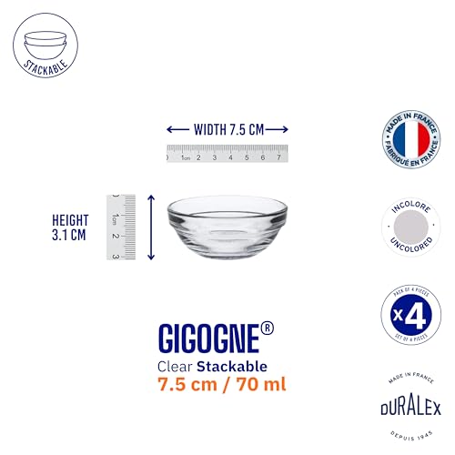 Duralex France Gigogne Clear Stackable Glass Bowl 70ml | Set of 4 | Ideal for Spices, Sauces, Desserts | 3X Stronger, Scratch-Resistant, Microwave & Dishwasher Safe - Image 5