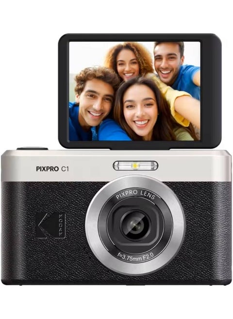 Pixpro C1 – Ultra-Compact Digital Camera | 13MP BSI CMOS, 4X Zoom, 2.8" LCD Screen, LED Flash, Built-in Battery – Black
