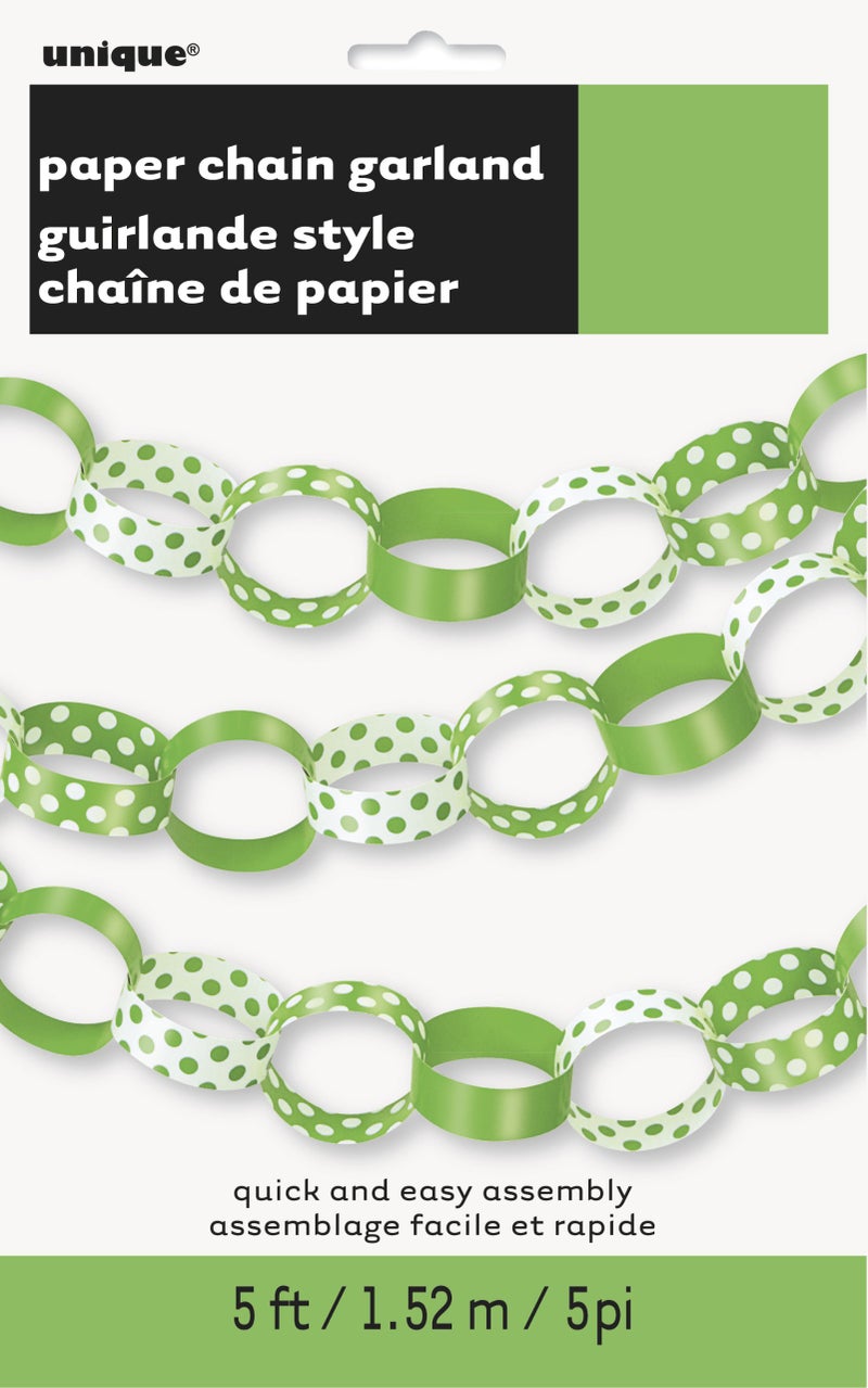 Unique Party Decorative Dot Paper Chain 5 Feet Lime Green - Image 2