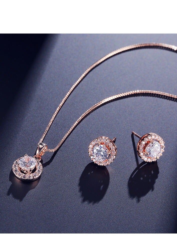 Fashionable Necklace Simple and Exquisite Flower Shaped Ladies Small Set High Quality AAA Zircon  - Image 1