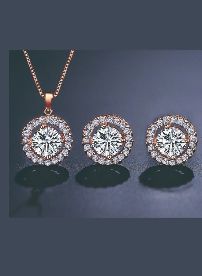 Fashionable Necklace Simple and Exquisite Flower Shaped Ladies Small Set High Quality AAA Zircon  - Image 3