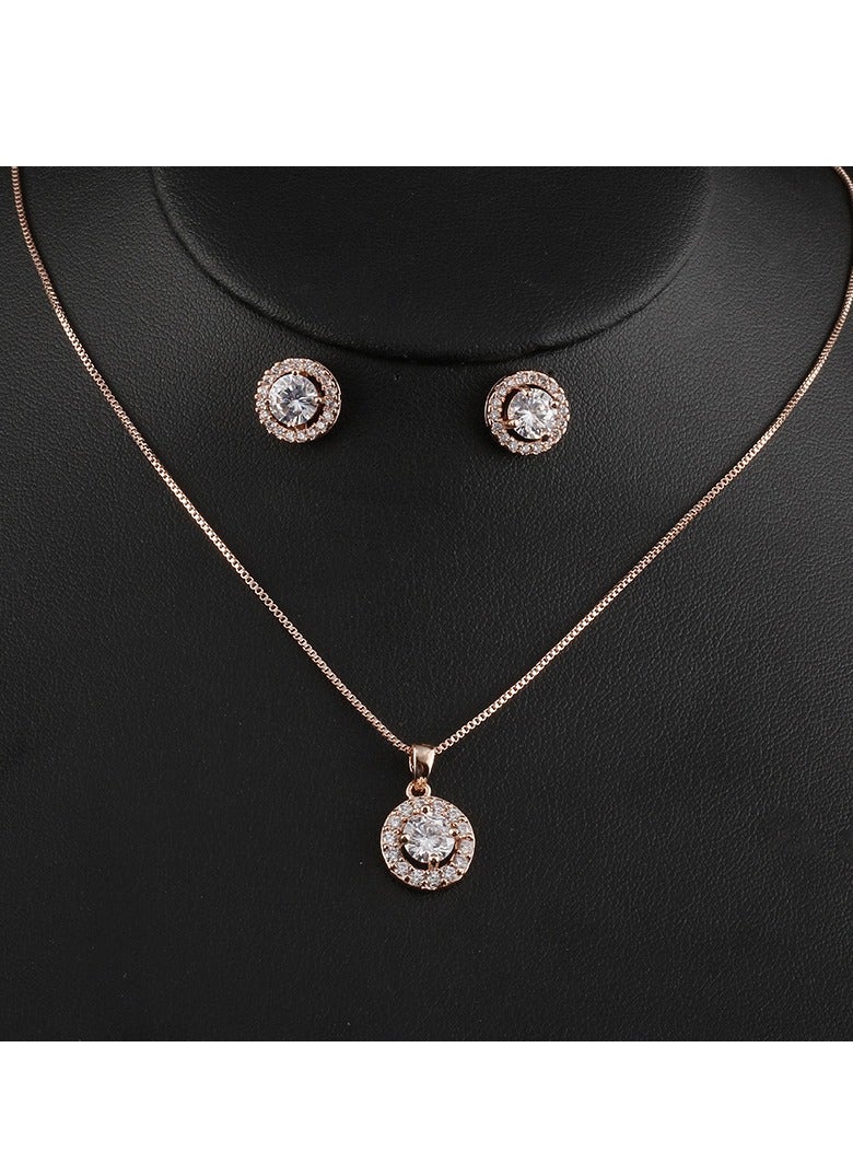 Fashionable Necklace Simple and Exquisite Flower Shaped Ladies Small Set High Quality AAA Zircon  - Image 2
