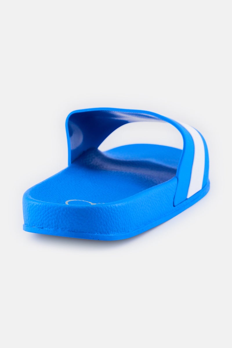 Ocean Pacific Men Brand Logo Slip On Slides, Blue  - Image 3
