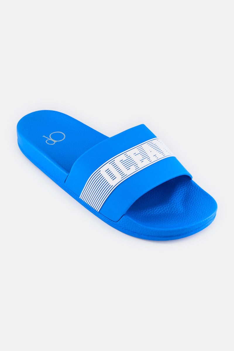 Ocean Pacific Men Brand Logo Slip On Slides, Blue  - Image 1
