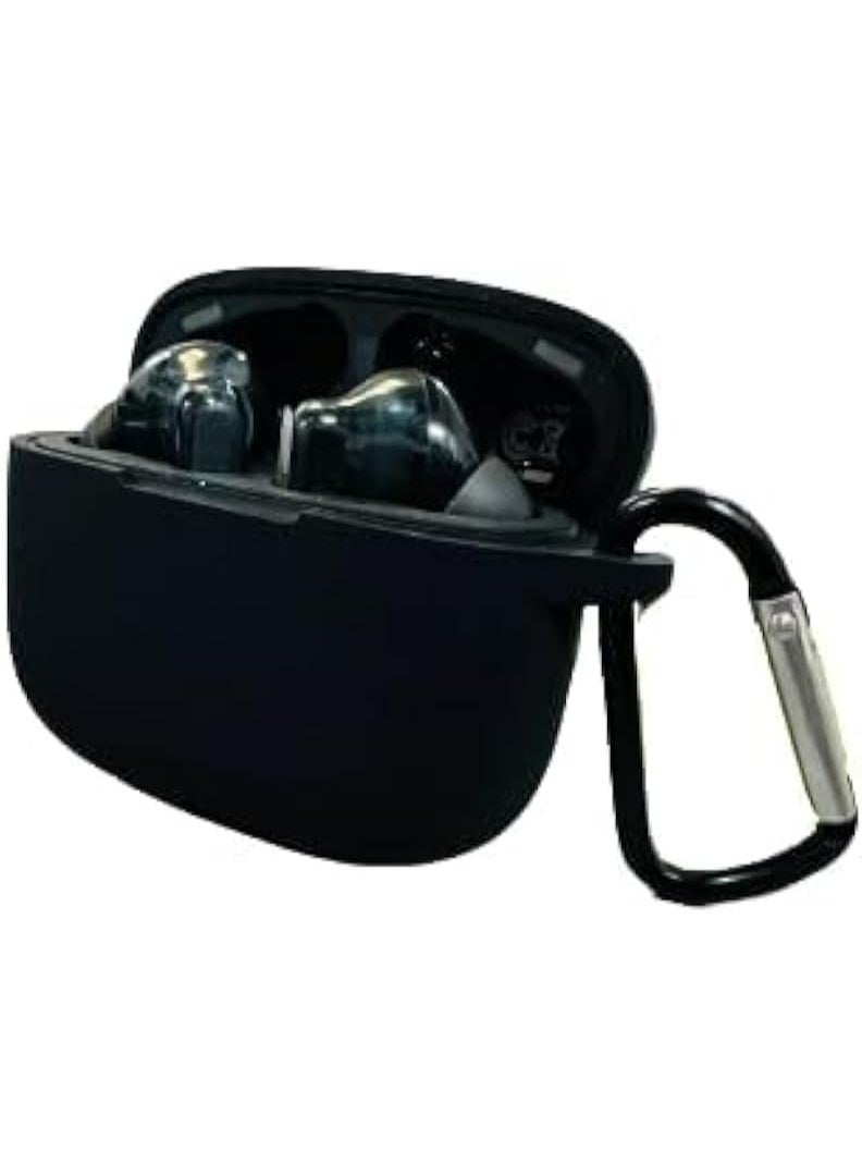 MHM Silicone Protective Case With Keychain Clip compatible with Oraimo Freepods Lite OTW 330, Black Color - Image 1