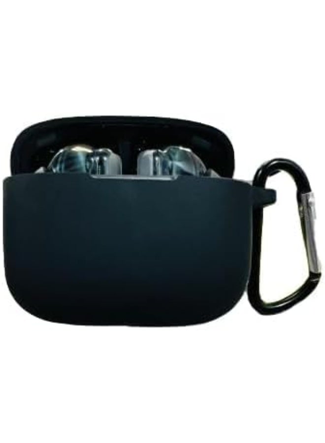 MHM Silicone Protective Case With Keychain Clip compatible with Oraimo Freepods Lite OTW 330, Black Color - Image 2