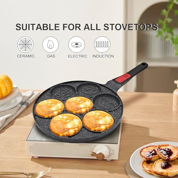 ريحني قالب فطائر رانكسينغست بمقبض قابل للفصل 7 فتحات، قالب فطائر صغير غير لاصق للأطفال آمن للأفران - Image 4