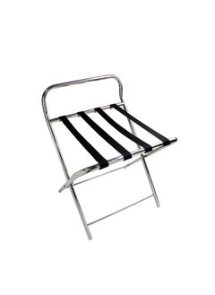Generic Folding Luggage Rack, Stainless Steel Luggage Rack, Cloth Stand, Steel black fabric straps, Easy to Handle  - Image 1