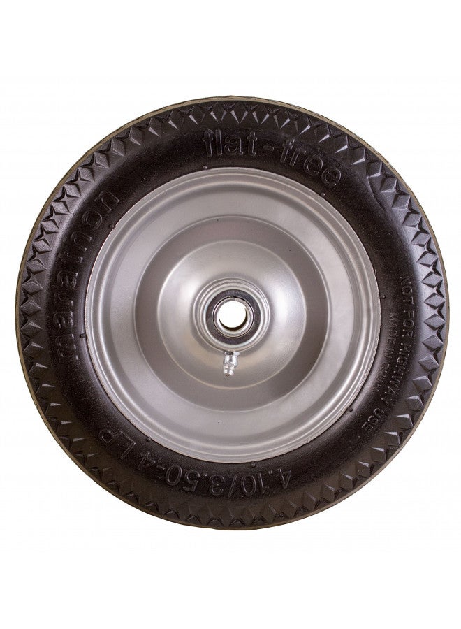Marathon Marathon 4.10/3.50-4" Flat Free, Hand Truck / All-Purpose Utility Tire on Wheel, 2.25" Offset Hub, 3/4" Bearings