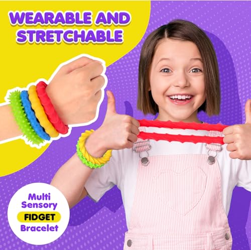 SMALL FISH Sensory Fidget Toys for Kids Adults 8 Pack Stretchy Fidget Toys Bracelet Texture Calming Autism Sensory Toys for Special Needs Autistic Children Calm Down Toy for Toddler Girls Boys - Image 5