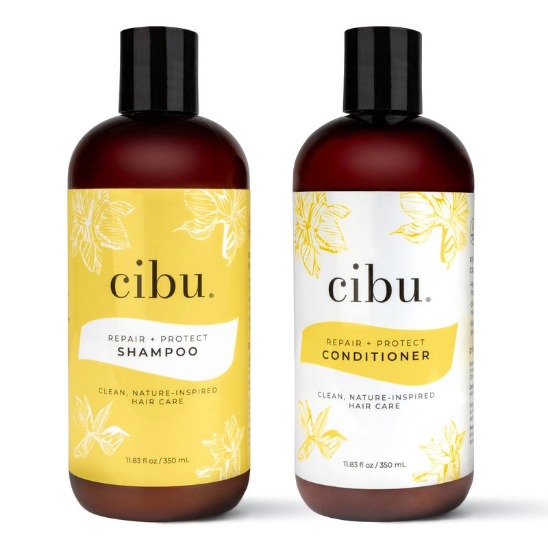 CIBU Repair + Protect Shampoo and Conditioner Set - Safe for Color-Treated Hair, Paraben Free, and Sulfate Free Shampoo and Conditioner for Women - Restores Damaged Hair and Protects From Breakage - Image 1