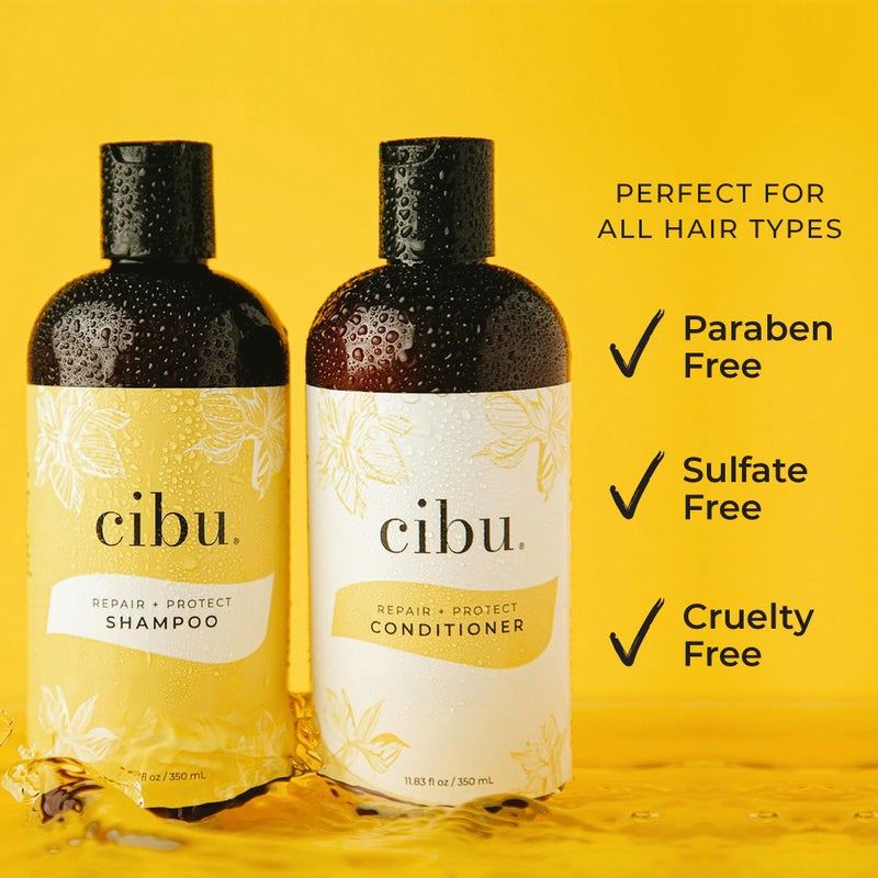 CIBU Repair + Protect Shampoo and Conditioner Set - Safe for Color-Treated Hair, Paraben Free, and Sulfate Free Shampoo and Conditioner for Women - Restores Damaged Hair and Protects From Breakage - Image 3