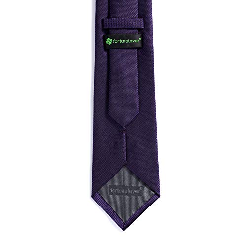 fortunatever Mens Solid Neckties,Plum Purple Ties For Men+Gift Box,58"×3.35" - Image 2