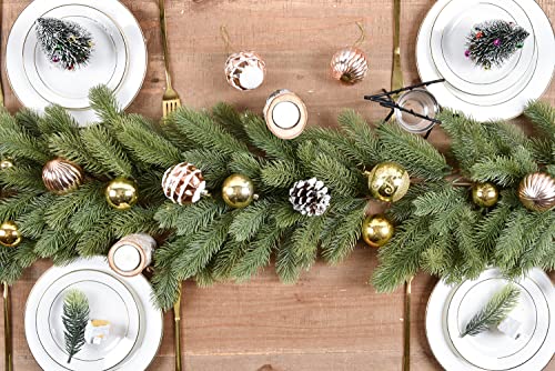 DearHouse 6Ft Artificial Pine Christmas Garland Winter Greenery Garland for Holiday Season Mantel Fireplace Table Runner Centerpiece Décor (Green) - Image 2