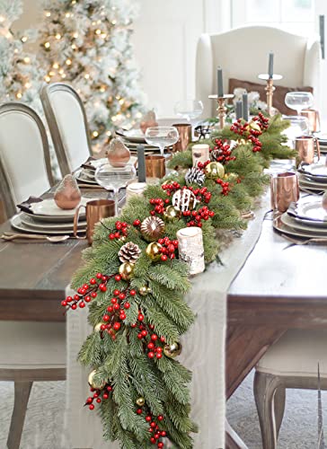 DearHouse 6Ft Artificial Pine Christmas Garland Winter Greenery Garland for Holiday Season Mantel Fireplace Table Runner Centerpiece Décor (Green) - Image 4