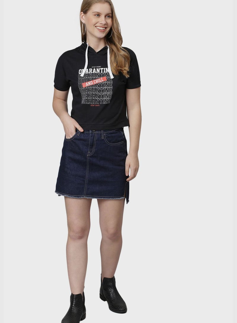 Campus Sutra Printed Short Hoodie - Image 4