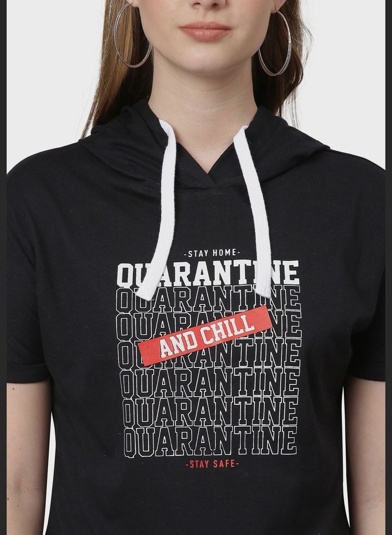 Campus Sutra Printed Short Hoodie - Image 5