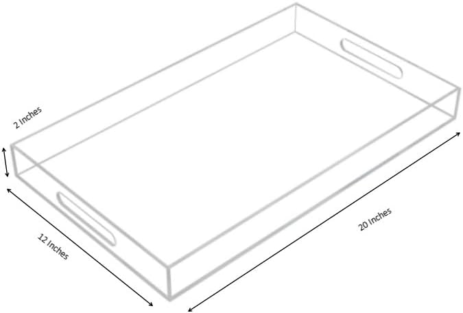 KEVLANG Clear Sturdy Acrylic Serving Tray with Handles12x20InchServing CoffeeAppetizerBreakfastButlerKitchen Countertop Makeup Drawer OrganizerVanity Table Ottoman TrayDecorative Tray - Image 2