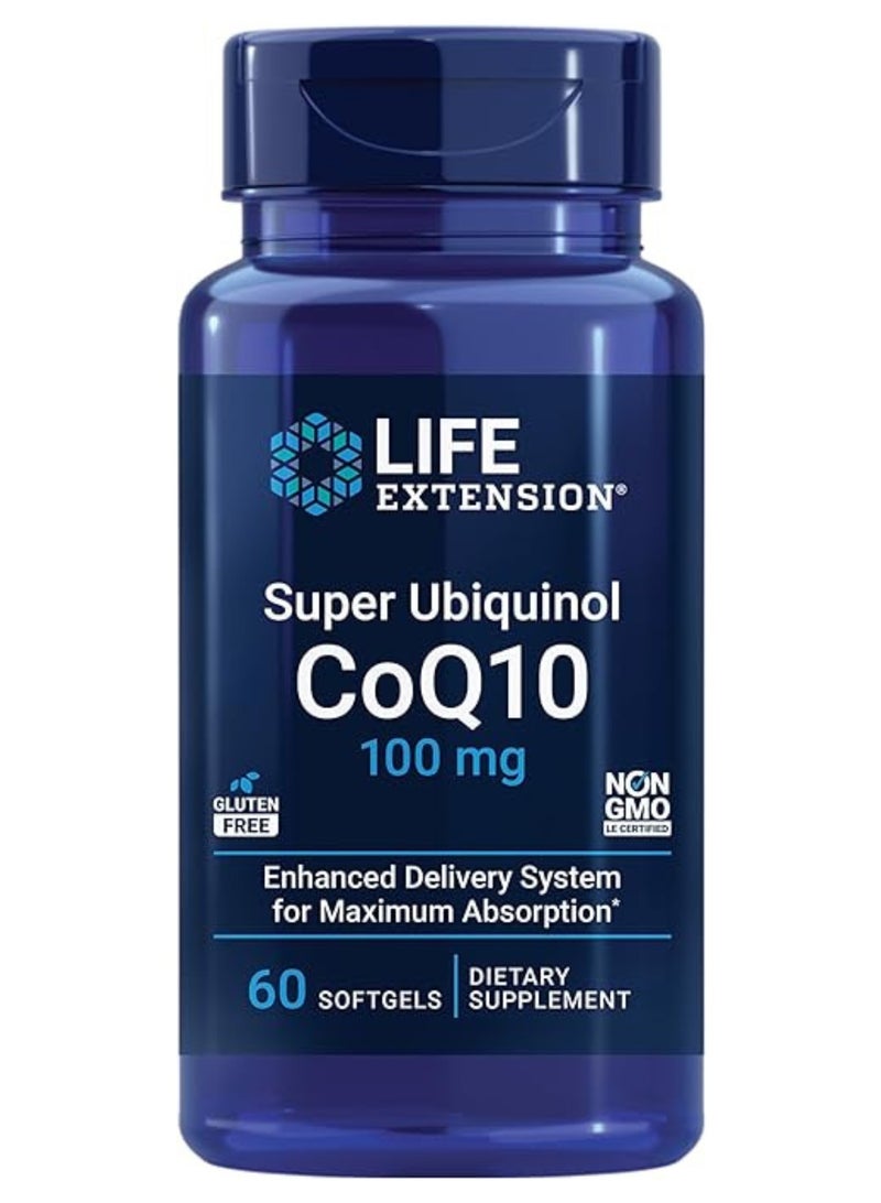 Life Extension Super Ubiquinol CoQ10 100 mg, Antioxidant for Heart & Vascular Health - 60 Softgels - Image 1