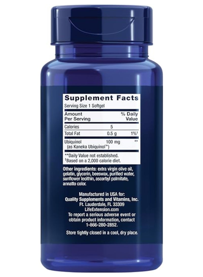 Life Extension Super Ubiquinol CoQ10 100 mg, Antioxidant for Heart & Vascular Health - 60 Softgels - Image 2