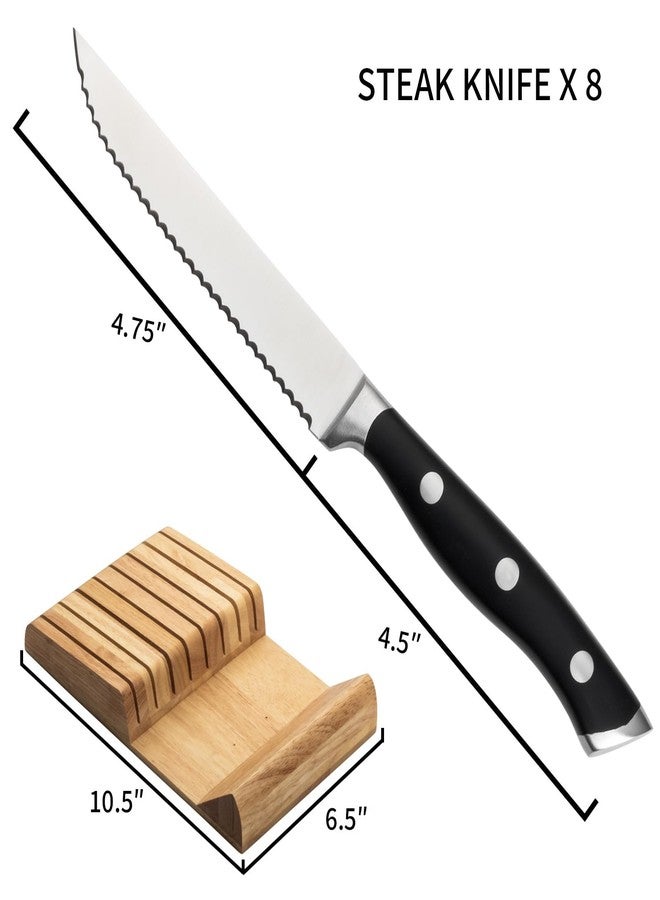 Alata 8-Piece Steak Knives Set with Block, 4.7 Inch with Serrated Edge Razor-Sharp Dinner Knives, Full-Tang Construction, Dishwasher Safe - Image 4
