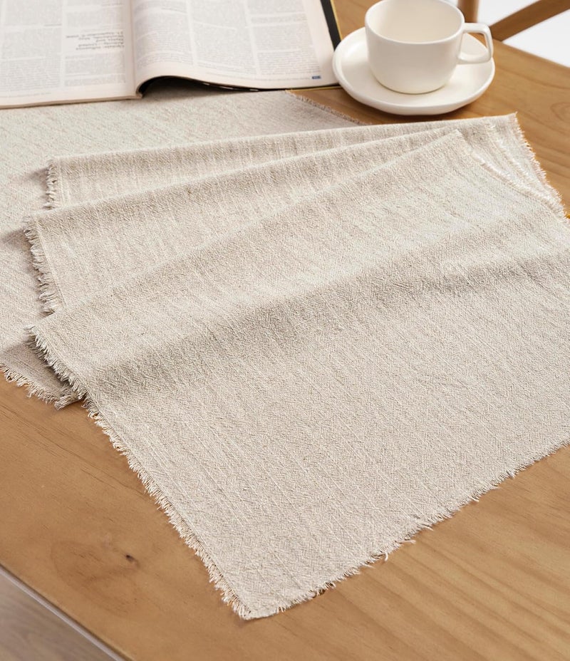 Natural Bamboo Texture Cotton Linen Table Runner 38x190cm - Image 1
