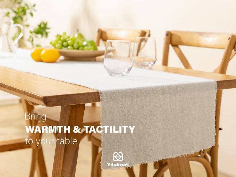 Natural Bamboo Texture Cotton Linen Table Runner 38x190cm - Image 3
