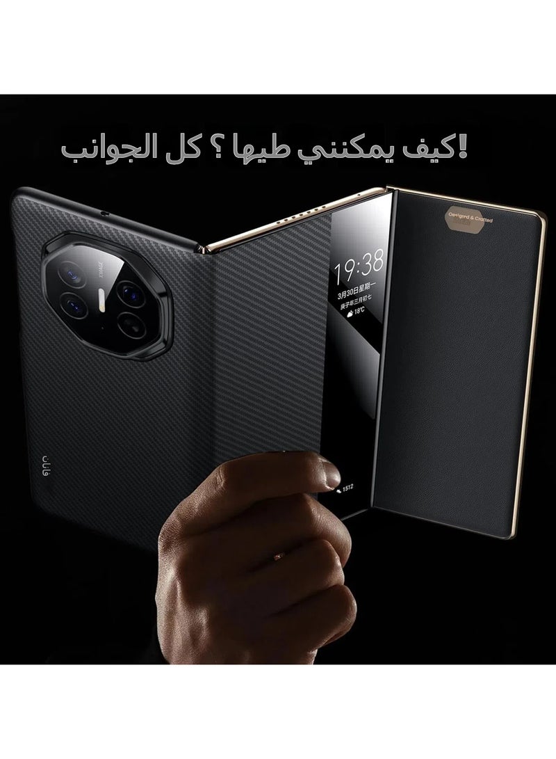general Compatible with Huawei Mate XT Ultimate Design phone case [compatible with Mag-Safe][Clear Window], wallet card holder clamshell phone case, carbon fiber texture phone case with hinge protection - Image 2