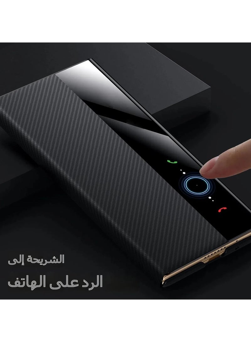 general Compatible with Huawei Mate XT Ultimate Design phone case [compatible with Mag-Safe][Clear Window], wallet card holder clamshell phone case, carbon fiber texture phone case with hinge protection - Image 4