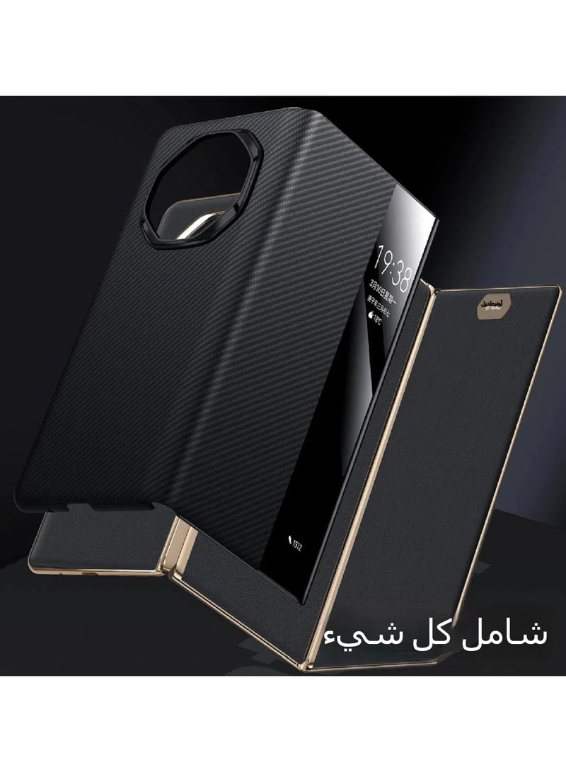 general Compatible with Huawei Mate XT Ultimate Design phone case [compatible with Mag-Safe][Clear Window], wallet card holder clamshell phone case, carbon fiber texture phone case with hinge protection - Image 5