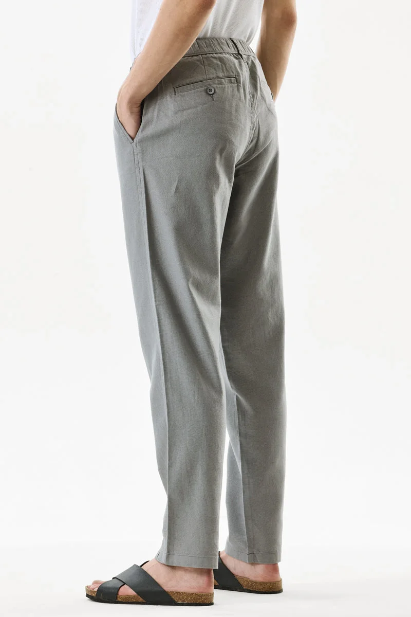 SNITCH Grey Grey Solid Straight Fit Casual Trousers for Men | Best Price UAE