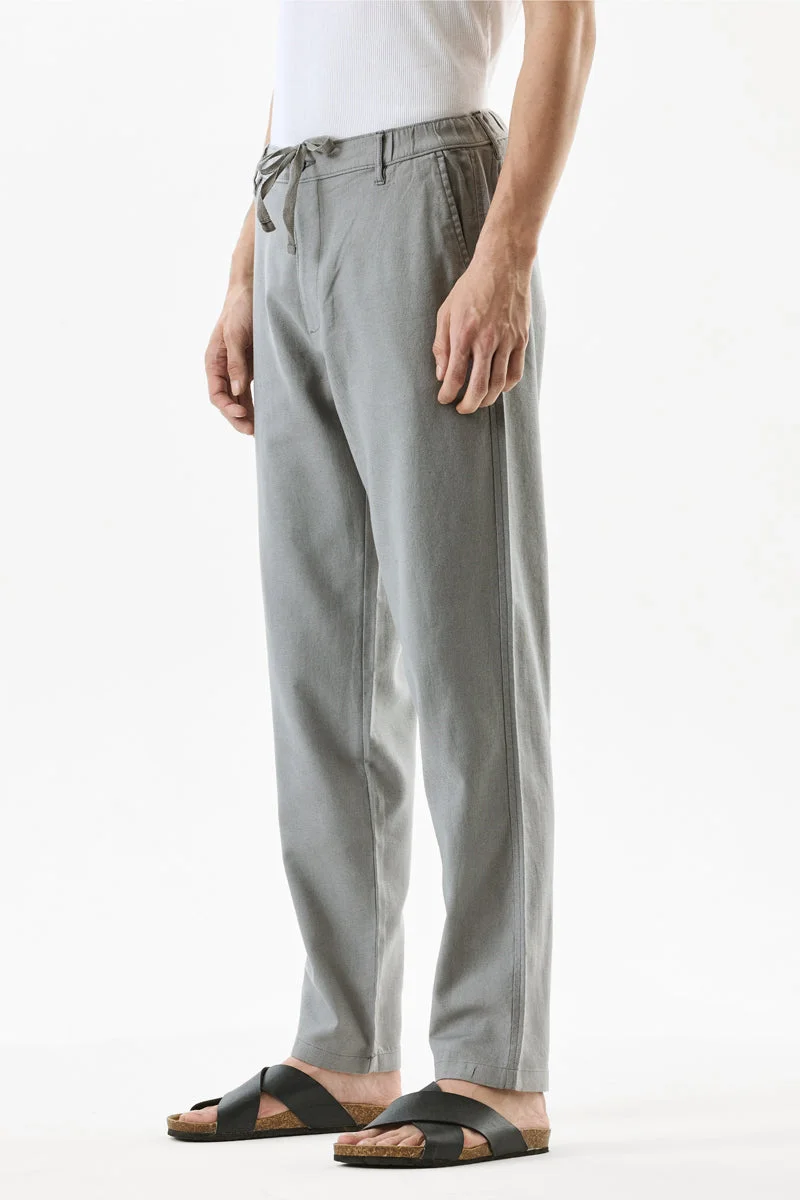 SNITCH Grey Grey Solid Straight Fit Casual Trousers for Men | Best Price UAE