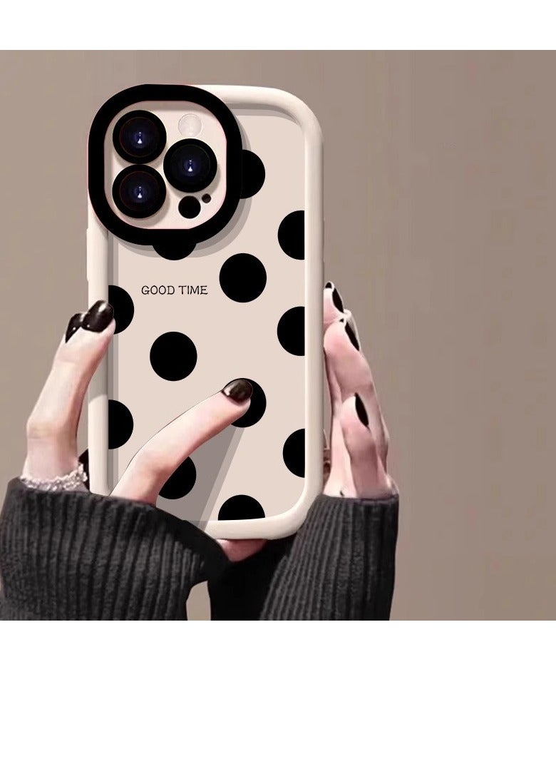 NIBEMINENT Minimal Black Spot Protective TPU Case Cover For iPhone 16 Pro, White