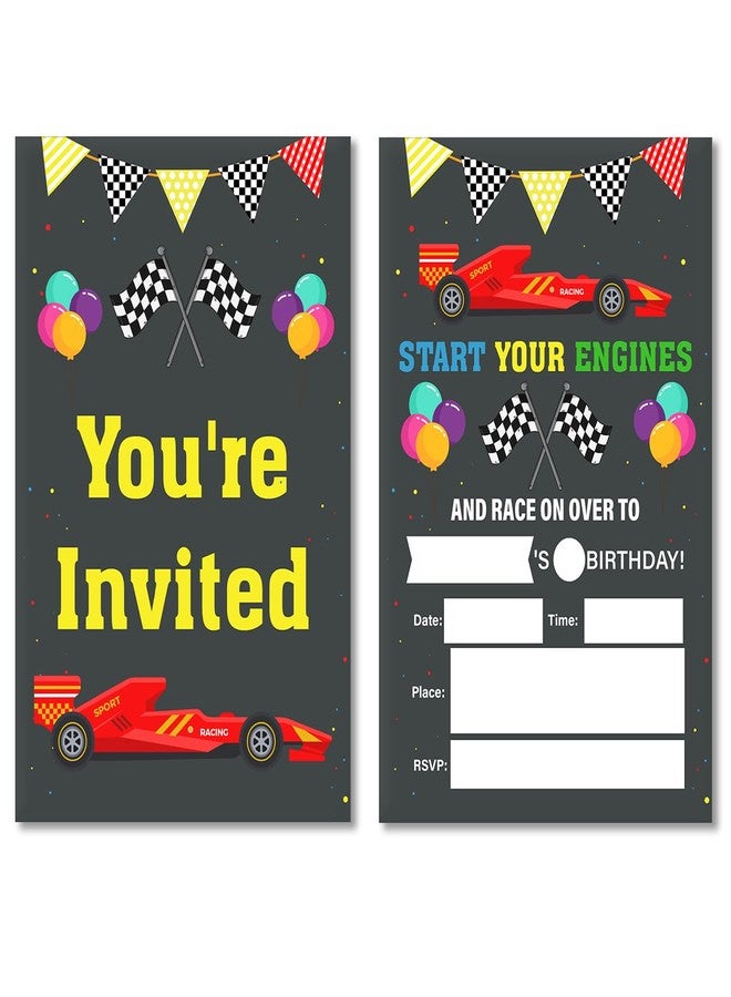 Soiceu Red Race Car Birthday Invitations, Speed Racing Party Invites with Envelopes Set of 20 - Image 2