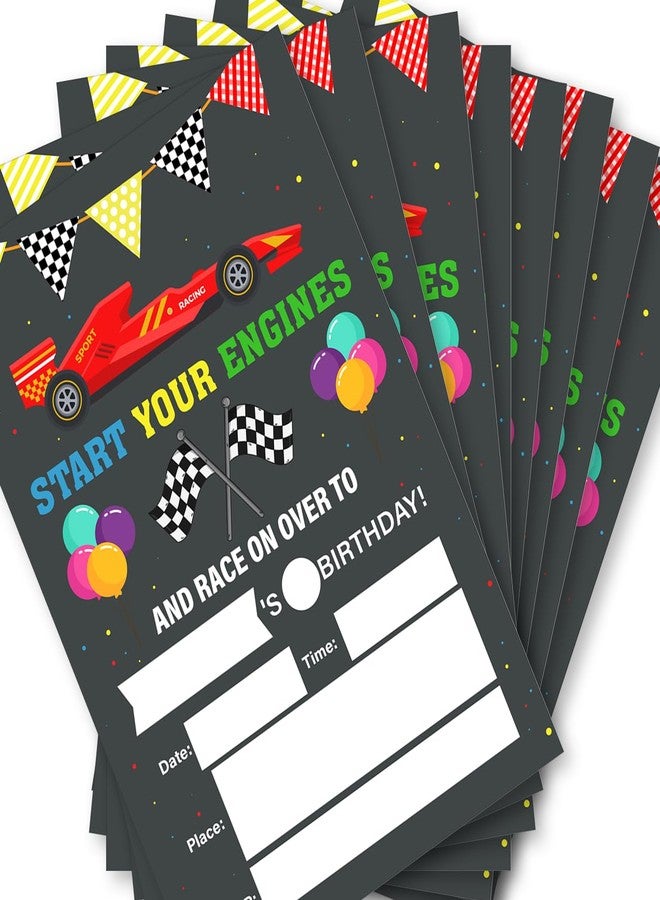 Soiceu Red Race Car Birthday Invitations, Speed Racing Party Invites with Envelopes Set of 20 - Image 4