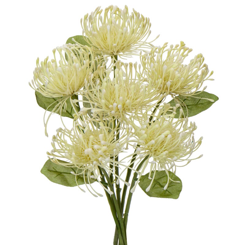 Briful 6PCS Artificial Chrysanthemum Spring Flowers 4 Fake Pincushion Flower Large Spider Mums Flowers for Home Vase Dcor Centerpiece Wedding Bouquet Green White