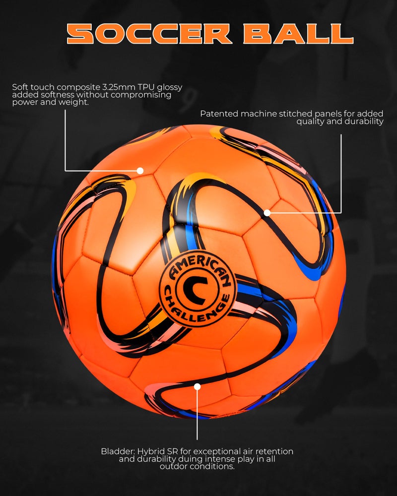 American Challenge Brasilia Soccer Ball – Sizes 5, 4, 3 & 2 – Youth & Adult Training Soccer Ball for Practice, Games & Grass Fields - Image 2