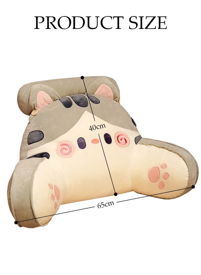 DUNISO - Husband Pillow Backrest with Arms Adult Reading Pillow Shredded Memory Foam, Ultra-Comfy Removable Microplush Cover and  Detachable Neck Roll Unmatched Support Bed Rest Sit Up Pillow - Image 1