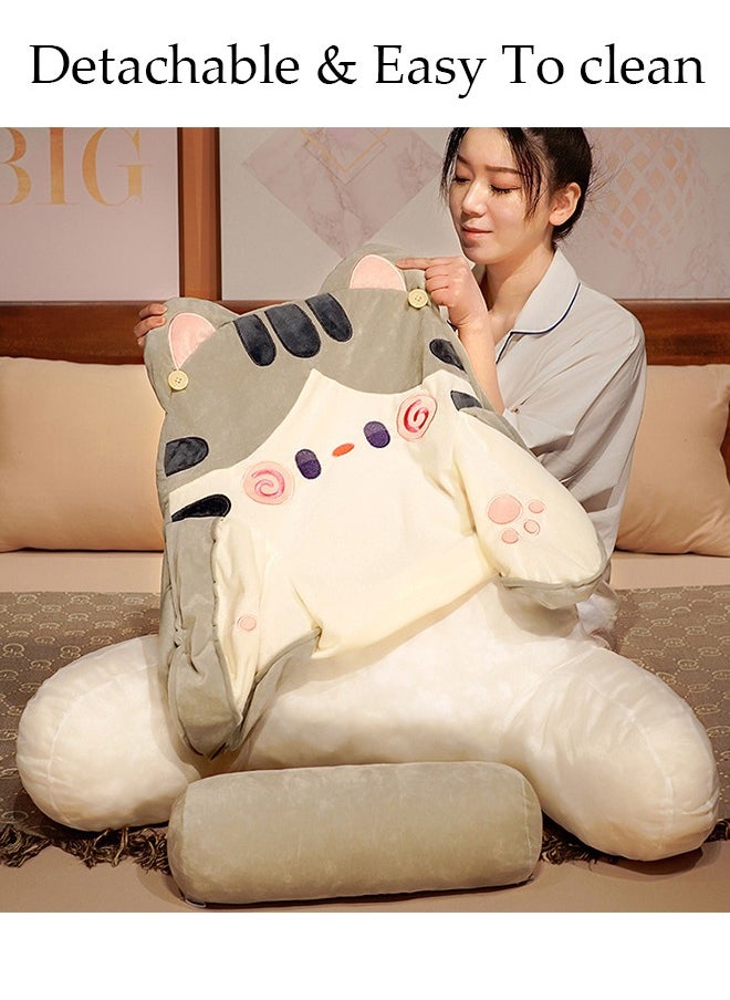 DUNISO - Husband Pillow Backrest with Arms Adult Reading Pillow Shredded Memory Foam, Ultra-Comfy Removable Microplush Cover and  Detachable Neck Roll Unmatched Support Bed Rest Sit Up Pillow - Image 1