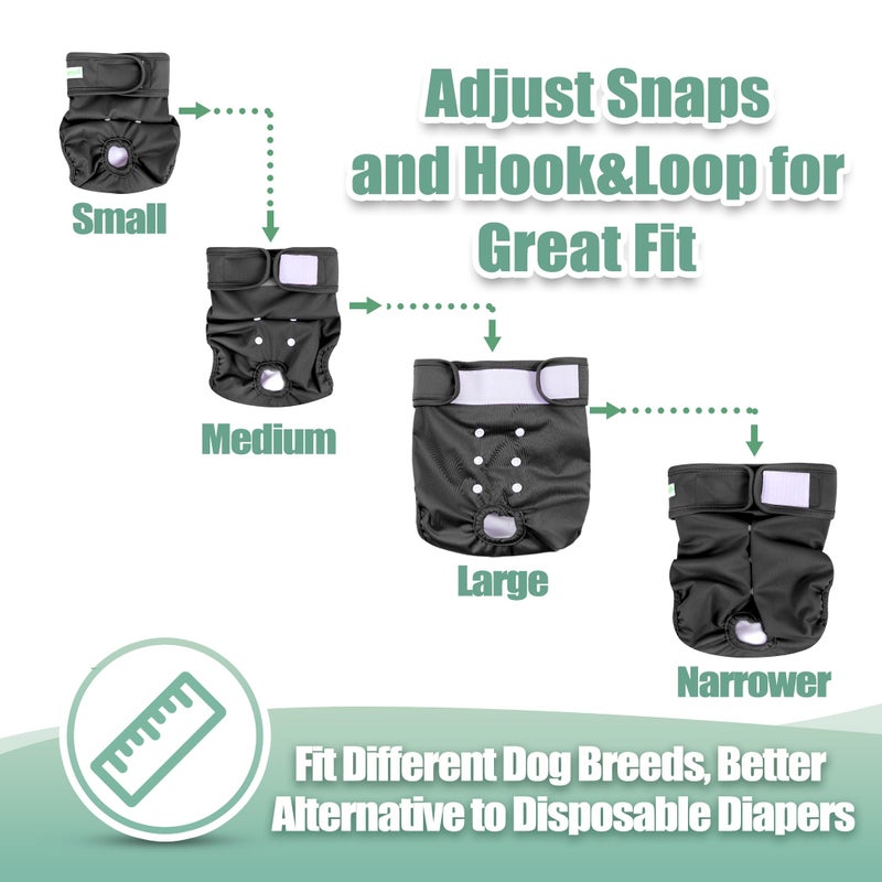 wegreeco Washable Female Dog Diapers Highly Absorbent Reusable Diapers for Dog in Heat Dog Period Diapers, 3 Pack (Black,Small - Image 4