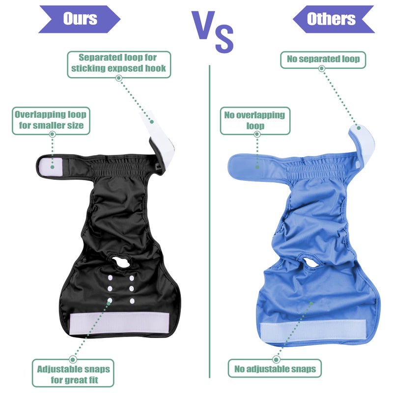 wegreeco Washable Female Dog Diapers Highly Absorbent Reusable Diapers for Dog in Heat Dog Period Diapers, 3 Pack (Black,Small - Image 3