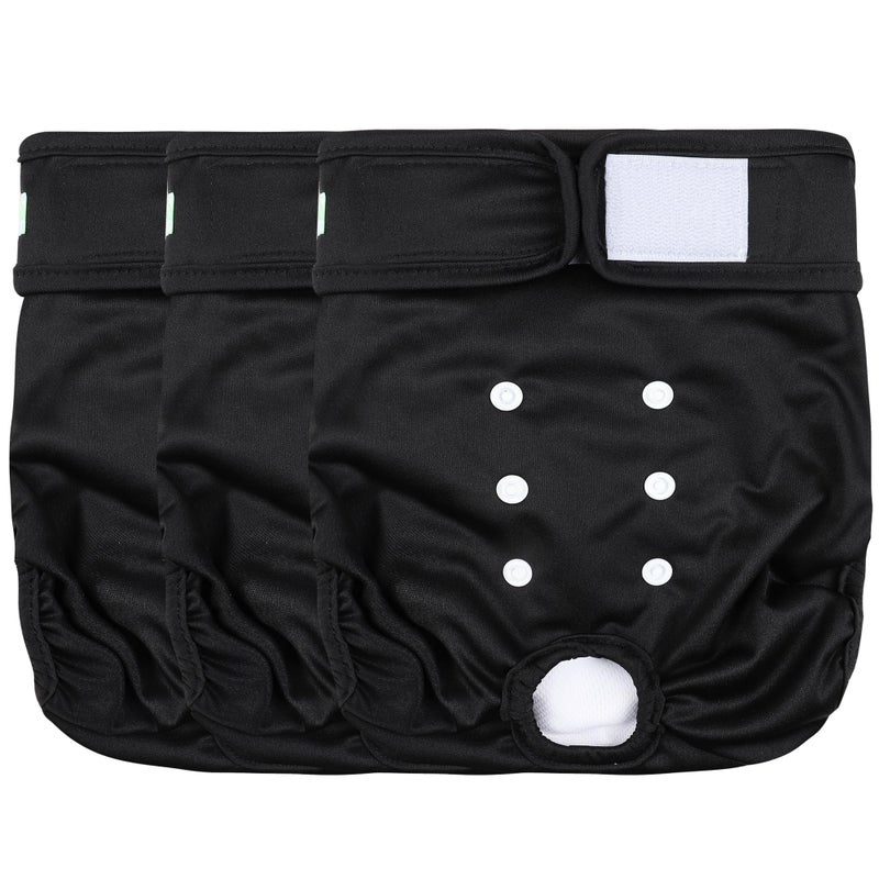 wegreeco Washable Female Dog Diapers Highly Absorbent Reusable Diapers for Dog in Heat Dog Period Diapers, 3 Pack (Black,Small - Image 1