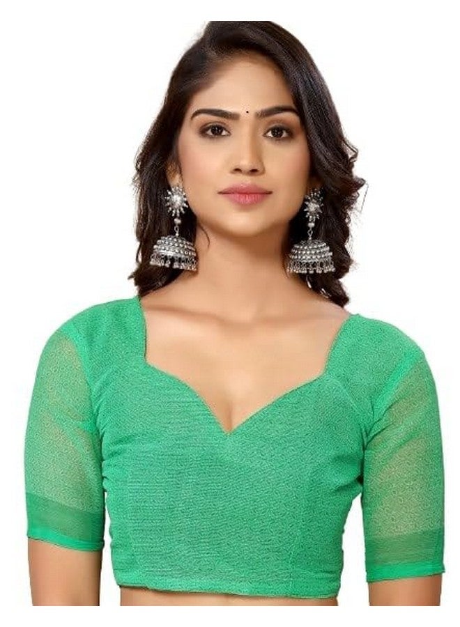 Women's Chiffon Abstract and Geometric Printed Saree with Blouse Piece (Green)  - Image 5