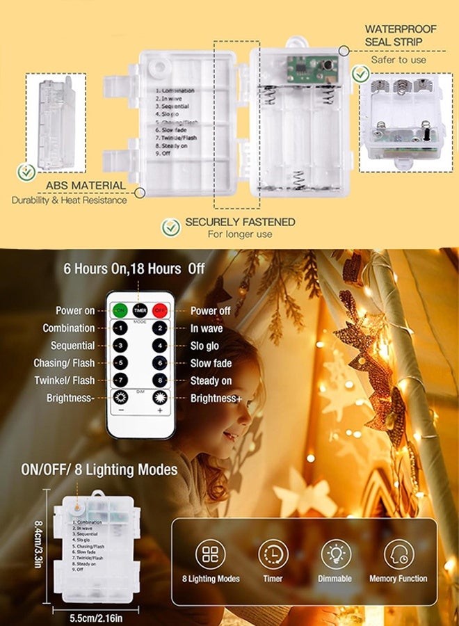GIFT 2 Pack 50 LED Fairy String Lights with Remote Control,  Indoor Battery Operated LED String Lights for Garden Home Party Wedding Festival Decorations(Warm White) - Image 2