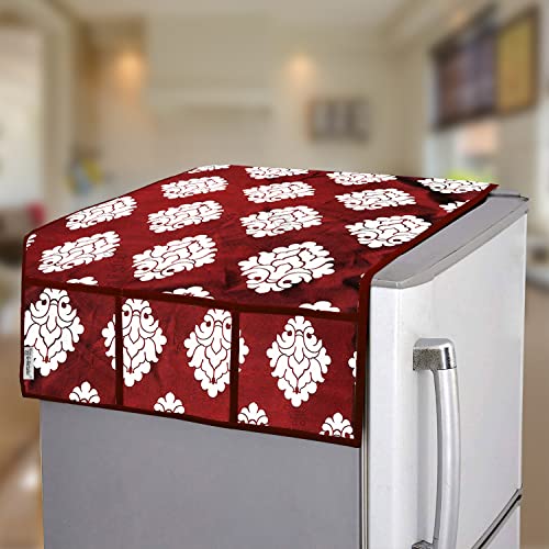 E-Retailer® Exclusive 3-Layered Polyester Combo Set of Appliances Cover (1 Pc. of Fridge Top Cover, 1 Pc. of Microwave Oven Top Cover and 1 Pc. Semi Automatic Washing Machine Cover) (Color-Maroon, Ethnic, Set Contains-3 Pcs.) - Image 2