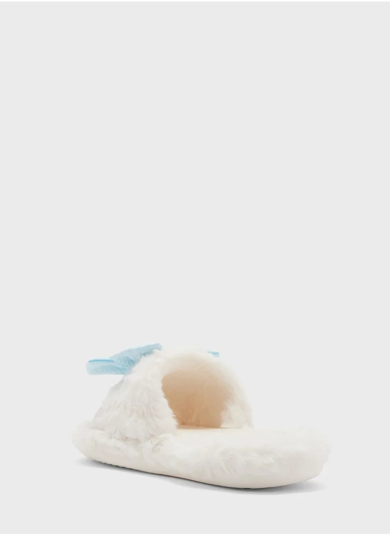 جينجر Fluffy Bedroom Slipper With Bow