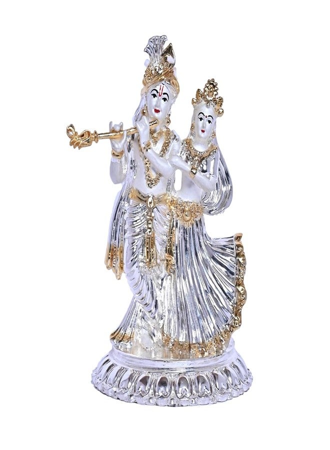DIVINITI 999 Silver Plated Radha Krishna Idol for Home Decor Sculpture of Radha Krishna Statue| Idol for Home, Office, Temple and Table Decoration| Religious Idol for Pooja, Gift (4.7x6 CM) - Image 1